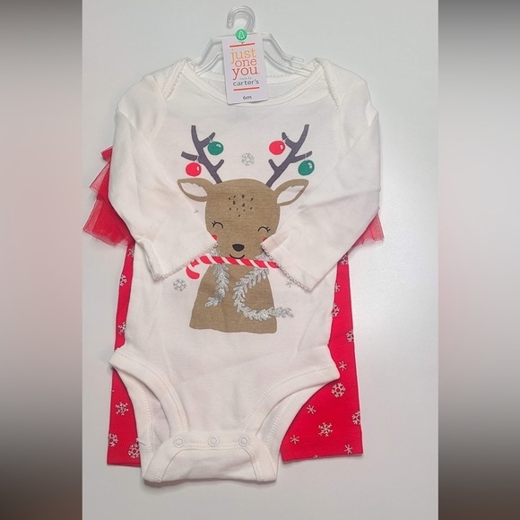 Just One You made by Carter’s Baby Girl Christmas Outfit Reindeer Size 6 Months - Picture 2 of 5